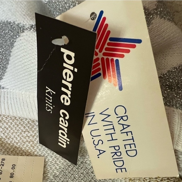 Pierre Cardin 1990s Metallic Harlequin Cardigan Sweater Medium - Picture 13 of 14